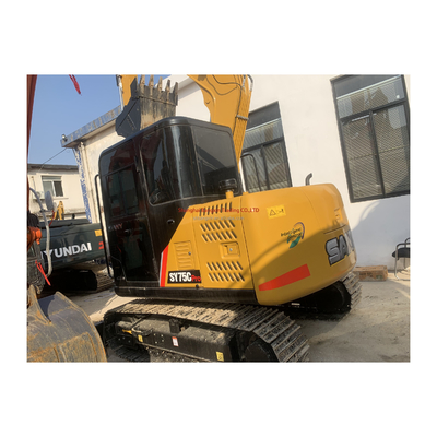 Wereldwijd gebruikte Sany SY75 Crawler Excavator met originele hydraulische klep