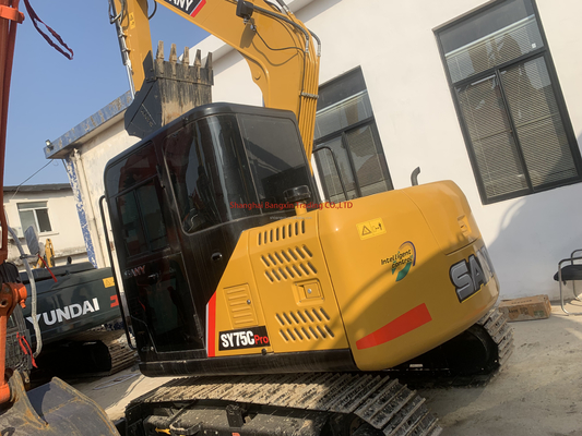 Wereldwijd gebruikte Sany SY75 Crawler Excavator met originele hydraulische klep